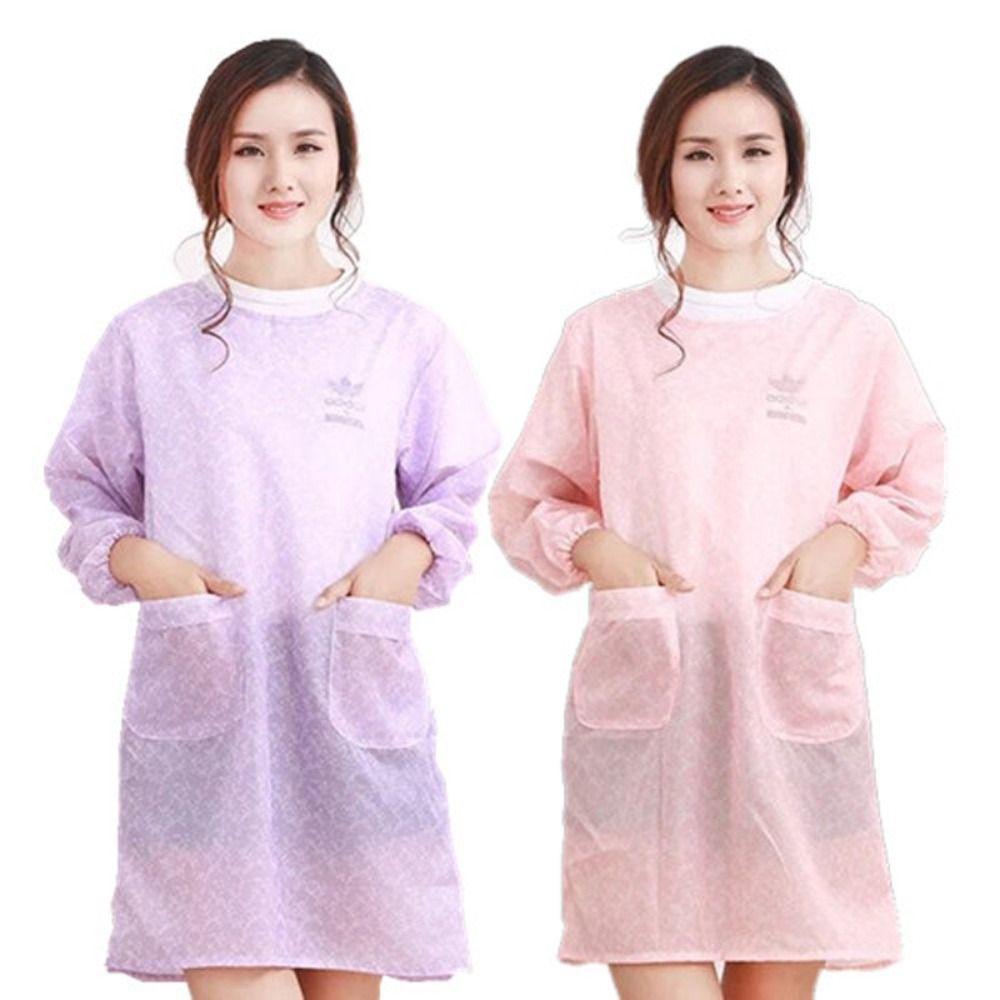 Polyester Long Sleeve Apron Oil Resistant Kitchen Long-Sleeved Smock Waterproof Apron Canteen