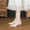 Baotou Sandals High Heels Women's 2025 Spring and Summer New Pointed Head Thin Heel Bow French Temperament Beautiful Single Shoes