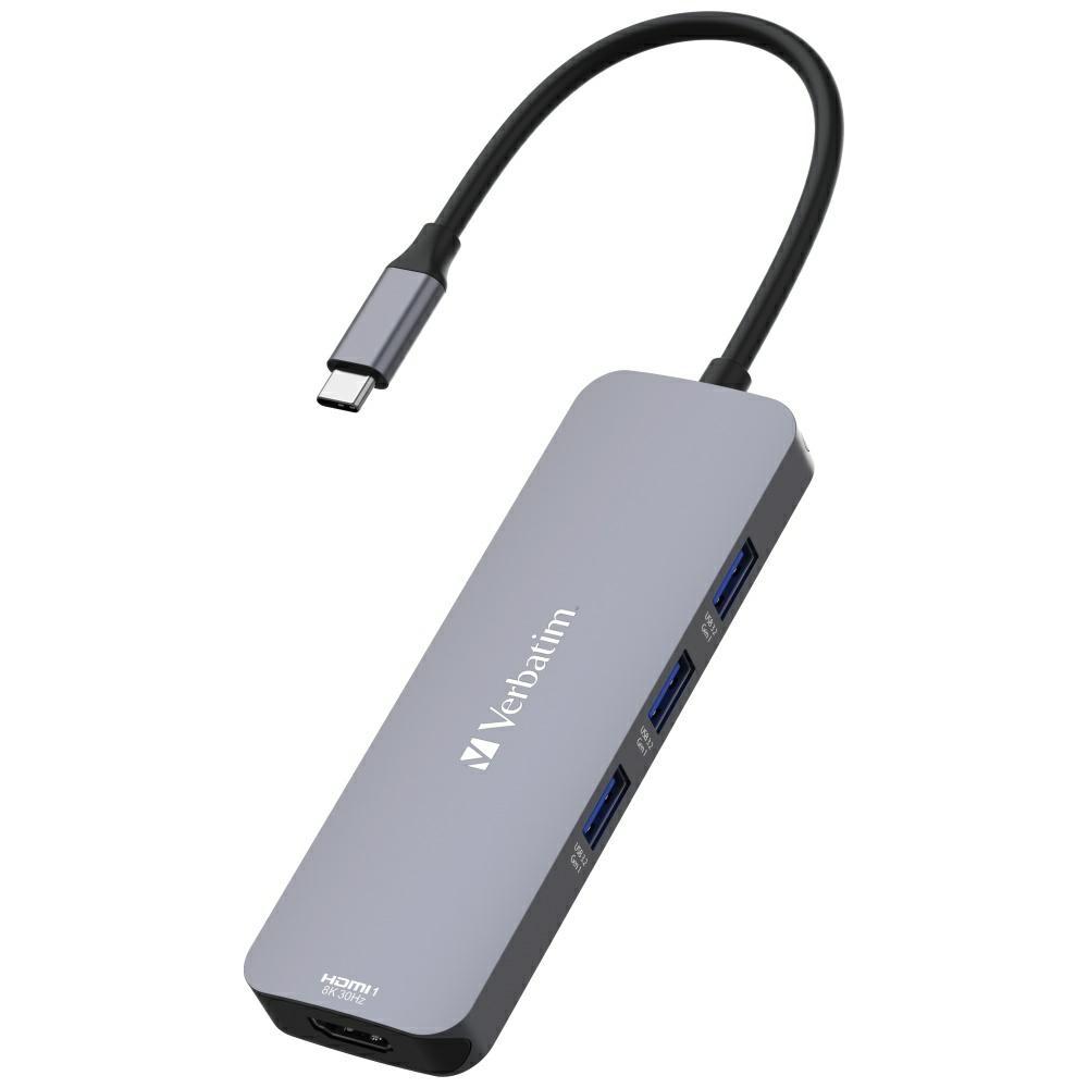 Verbatim Adapter Hub Usb-C - 2Xhdmi/     3Xusb-A/Sd/Microsd/Usb-C Aluminiowy/Aluminum 32151