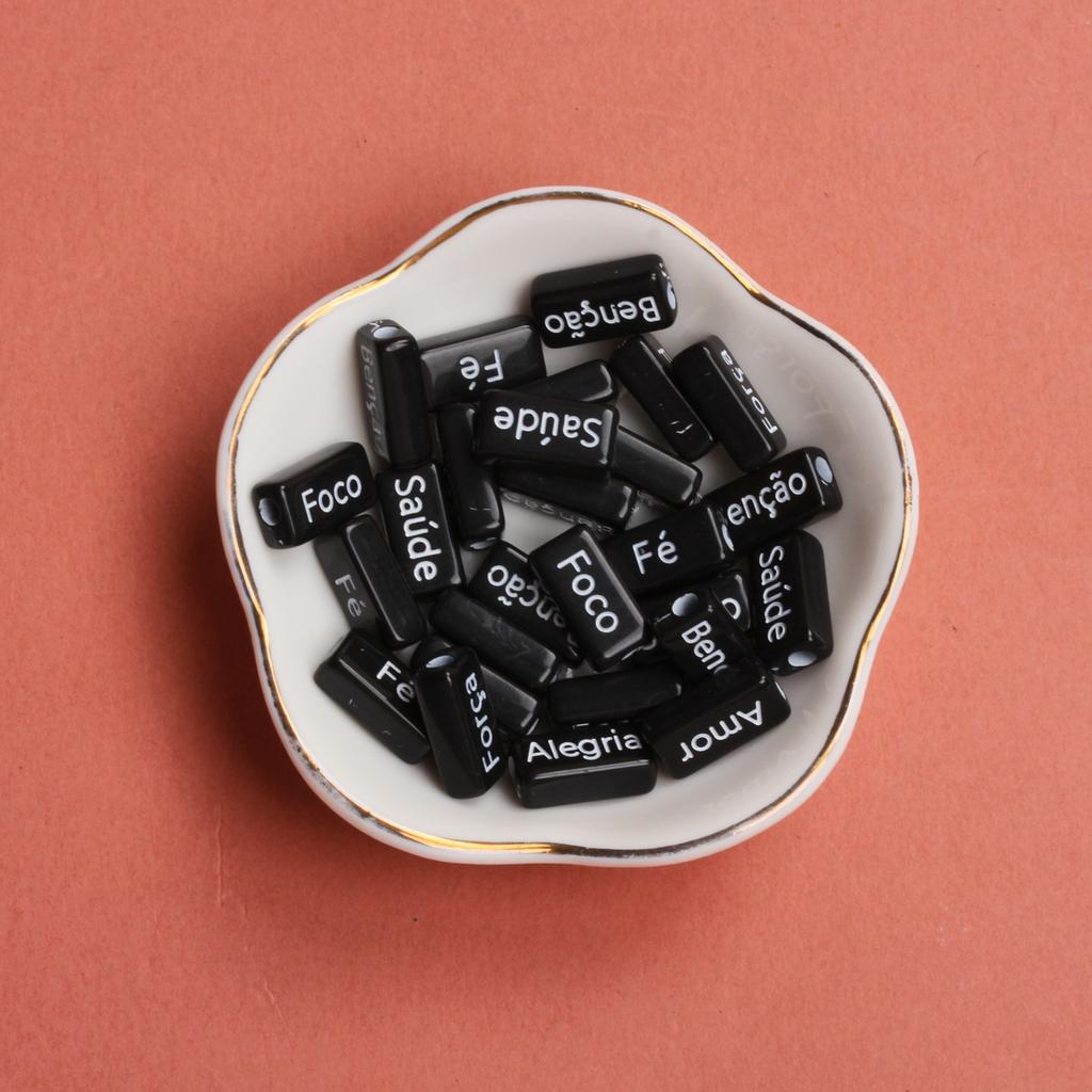 Bracelets French Words Rectangle 10PCS 14.5*7.5mm Acrylic Jewelry Making Accessories DIY Handmade Crafted Material Loose Spacer Beads Necklace