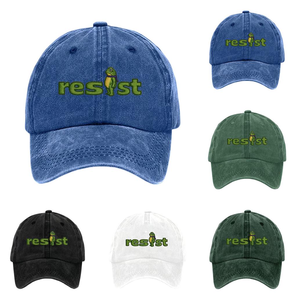 Washed Cotton Baseball Cap With Printed Distressed Soft Top Denim Hat For Men, European And American Retro Hat