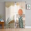 Bohemian Abstract Wind Leaf Plants Bedroom Curtains Tulle Sheer Curtain Living Room Home Decor Voile Drapes