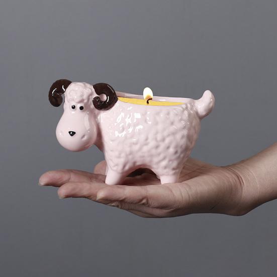 Yousheng Cartoon Sheep Candle Holder Votive Tealight Candle Stand Living Room Bathroom Candlestick Decoration Table Centerpiece Ornament