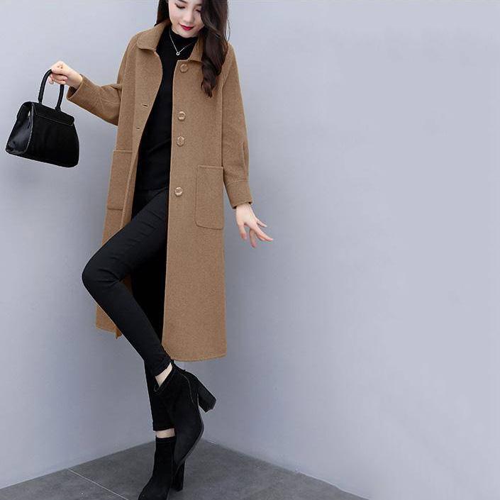 Women Coat Winter Woollen Blends Coats Autumn Winter Long Sleeve Casual Outwear Jackets Coat