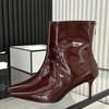 Fashion Luxury Women's Shoes Fashion Thin High Heels Ankle Boots Women Street Style Slim Pointed Toe Zipper Banquet Prom Ladies Shoes