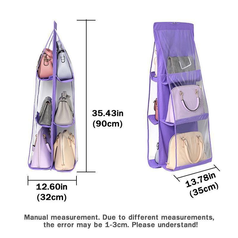 Double Side Transparent 6 Pocket Organizer Backpack Handbag Storage Bags Shoe Storage Bag Home Supplies Closet Rack Hangers