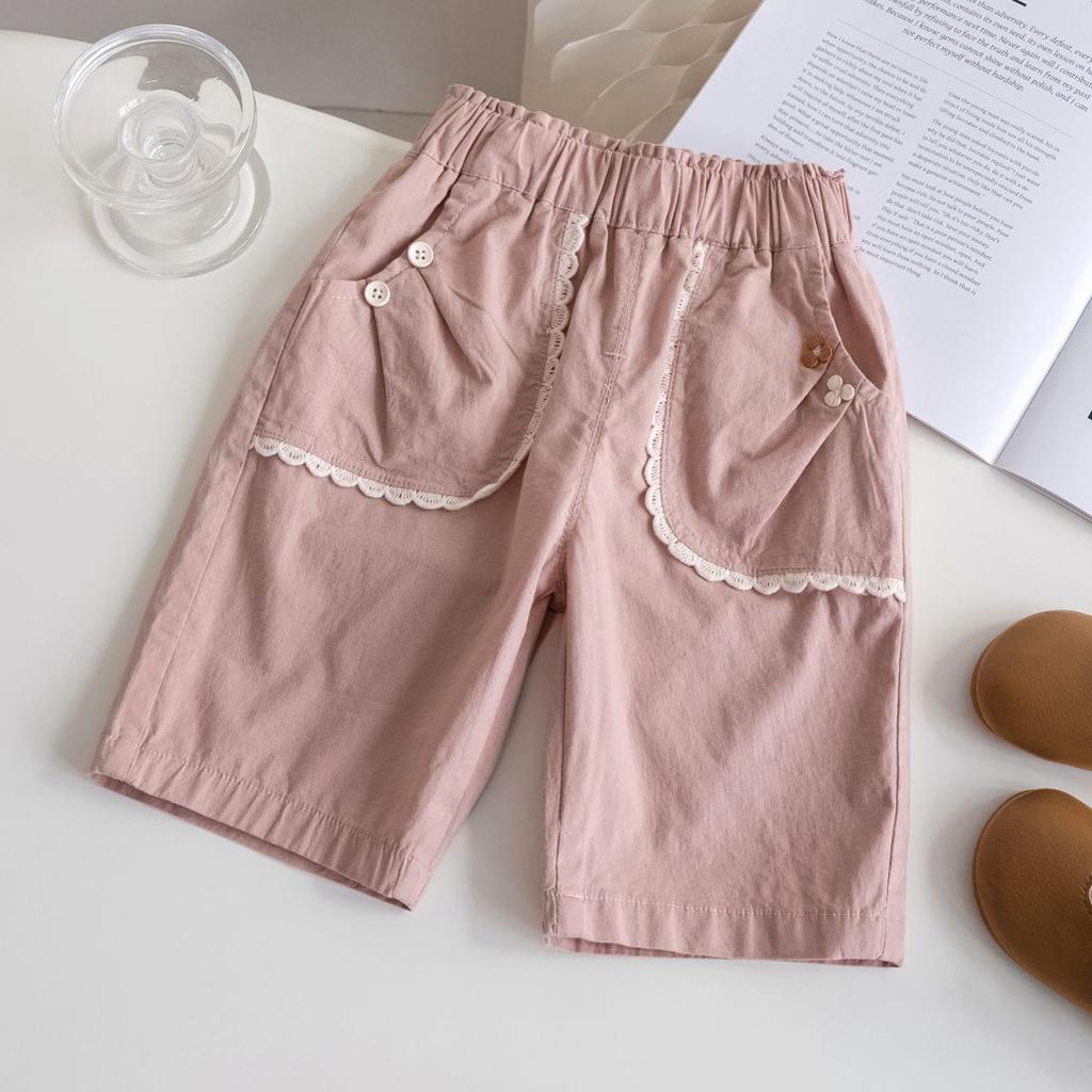 Девочки Летние Укороченные Тонкие Детские Повседневные Шорты из Чистого Хлопка и Брюки Средней Длины для Девочек