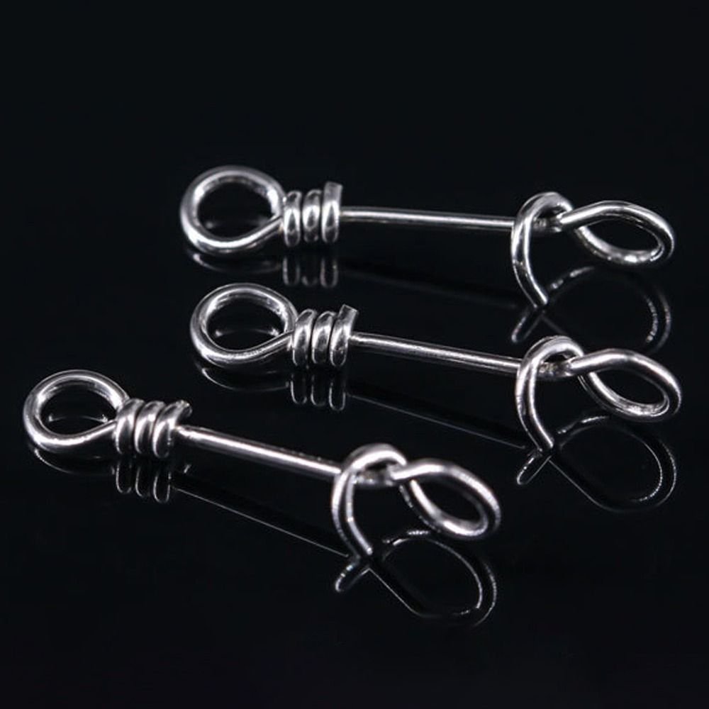 50Pcs Hot Fastach Stainless Steel Fishing Connector Rolling Swive Solid Rings Swivels Snap
