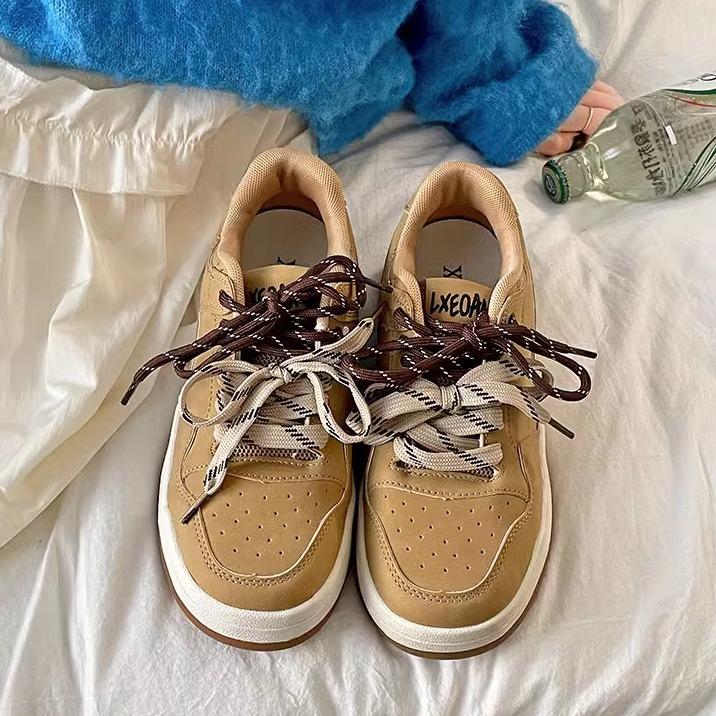 Fashion Casual Retro Versatile Thick Baseplate Shoes Women's 2025 New Spring and Autumn Lightweight Heightening Sports Little White Shoes