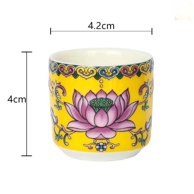 3pcs Buddhist Ceramics Water Supply Cup Buddha Hall Lotus Goblet Wine Glass Decorations Home Feng Shui Worship Decor Accessories