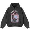 Streetwear Retro Cartoon Graphic Washed Black Oversized Unisex Y2K Hoodie