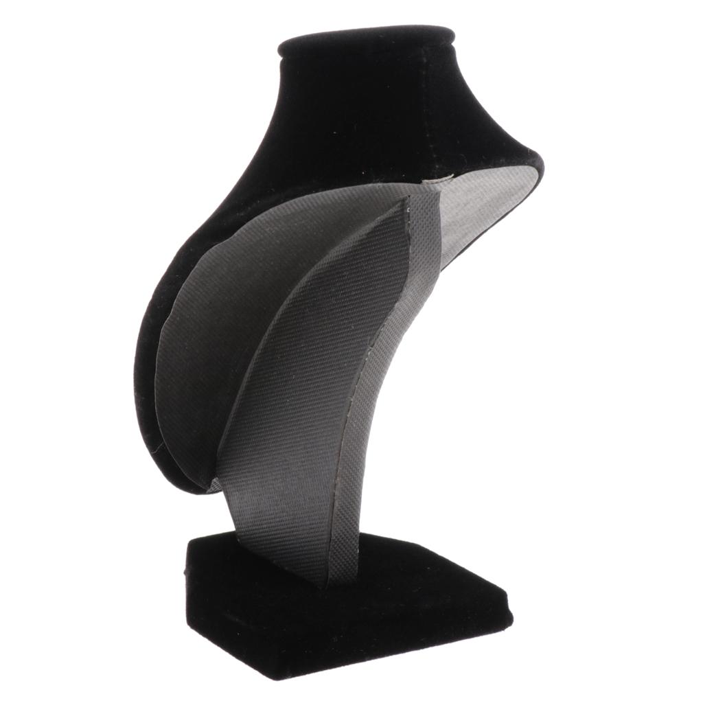 Velvet Necklace Bust Display Stands Pendant Chain Jewelry Rack Black