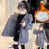 Thicken Girls Jackets Plush Velvet Fur Collar Kids Coats Children's Winter Warm Hooded Outerwear Teenager Fashion Padded Parka
