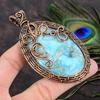 Caribbean Larimar Handmade Copper Wire Wrap Jewelry Pendant 3.62 P9E11