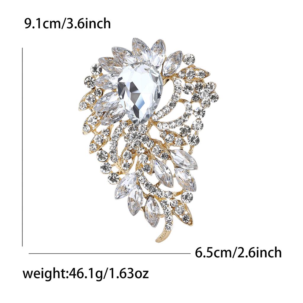 Alloy Large Crystal Glass Brooch High-End Versatile Women'S Suit Coat Corsage Jewelry Pin