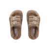 Double-breasted Flat Bottom Home Thick Bottom Fluffy Outer Wear Fluffy Slippers Women Autumn and Winter