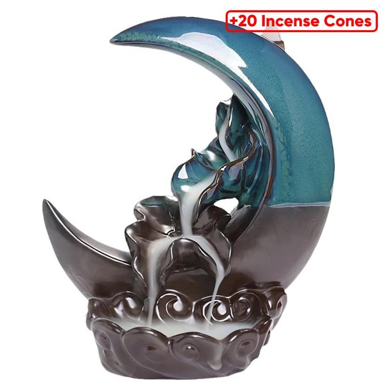Ceramic Flowback Incense Stove Artistic Conception Waterfall Decoration Incense Stove Handicrafts Yoga Incense
