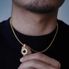 Golden Sunflower Tiger Eyestone Inlaid Titanium Steel Necklace Men's and Women's Non-fading Versatile High-end Sweater Chain