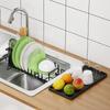 Extendable Bottom Tray Counter Dish Drying Rack Space-Saving Kitchen Tableware Organizer Spoon