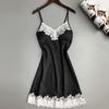 Satin Sleepwear Women Ladies Nightwear Nightdress Sexy Lingerie with Chest Pads