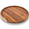 Large Round Acacia Wood Tray: Waterproof Dinner Plate, Tea Tray, Food Photography Dish, Wooden Fruit Plate