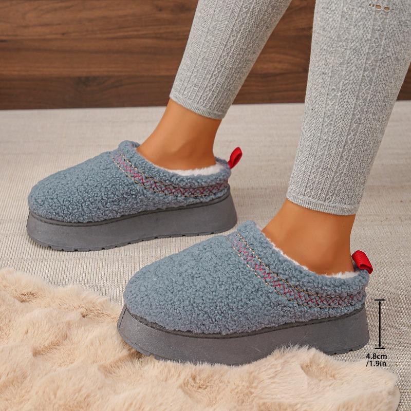 New Women's Plush Warm Thick-soled Cotton Slippers Winter Comfortable Closed-toe Women's Home Non-slip Thick-soled Slippers