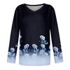 Women's Fashion Casual V Neck Long Sleeve Printed T-Shirt Ladies Top