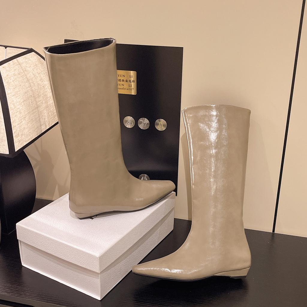 Boots for Women 2025 Four Seasons Suitable for Wearing New Small Square Head Simple Fashion Boots Large Size Fashion Knight Sleeve Boots