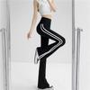 High Waist Flare Yoga Pants with Side Stripe for Women - Plus Size, Autumn/Winter Wear