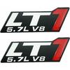 2X Chrome 3D Metal LT1 5.7L V8 Engine Emblem Badge Decal Replacement for Camaro Corvette (Black White)