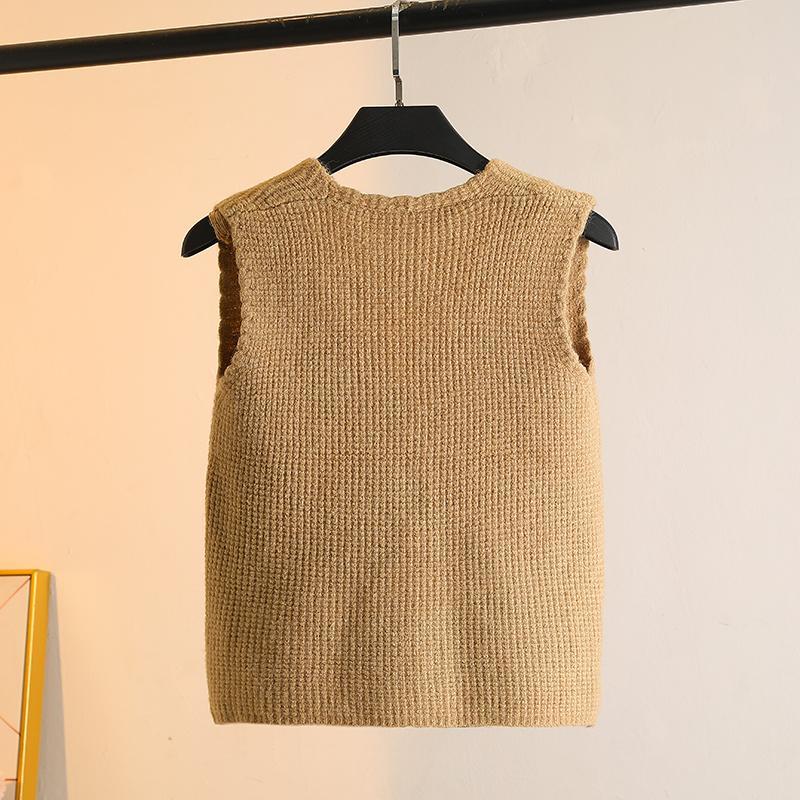 Handmade Flower-appliquéd Knitted Waistcoat Coat Fashion V-neck Vest Short Cardigan Gilet for Spring and Autumn