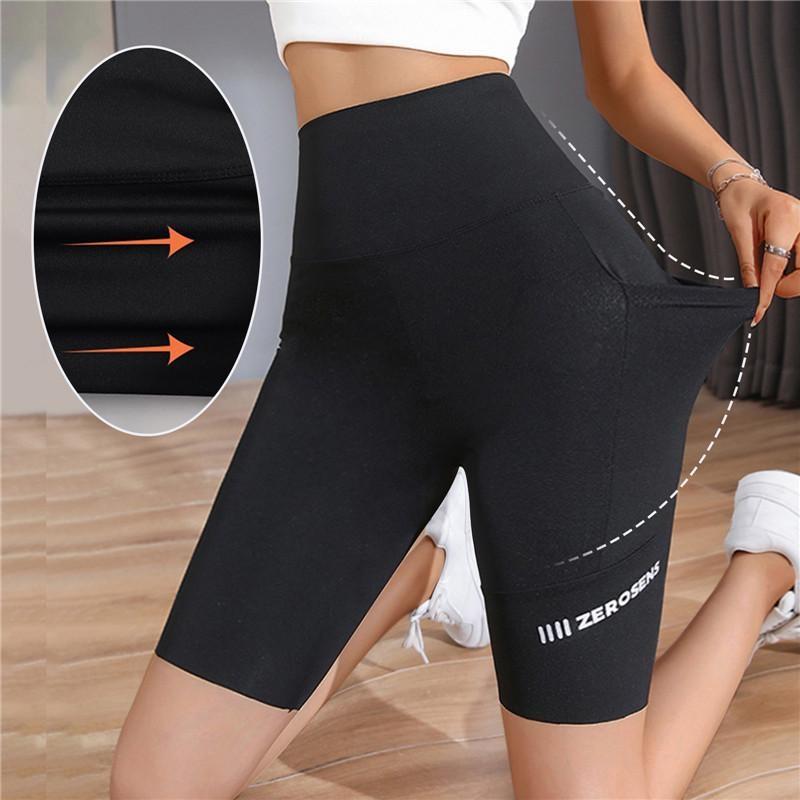 Women's Yoga Pants High Waist Fitness Fifth Pants Ladies Pocket Sport Leggings