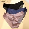 FINETOO Seamless Panty Lace Sexy Comfortable Briefs for Woman Low-waist Ice Silk Panties for Girl