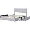 Chloe - Solid and Comfortable Bed 140x190 with Base with 4 Drawers Headboard Color WHITE Feet In 4 Cm