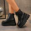 2024 New Fashion Versatile High Quality Winter Women's Boots Round Toe Lace-up Thick Sole Zipper Decoration Women's Shoes