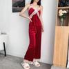 New Autumn Velvet 3PCS Pajamas Set Sleepwear Sexy Lace Trim Bath Robe Nightgown Loose Casual Velour Home Clothes Loungewear