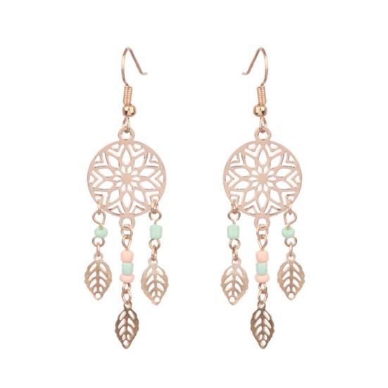 1 Pair Classic Hook Earrings Beads Ethnic Style Tassel Charm