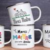 Merci Maitre Printed Mug Creative Coffee Tea Cups Drinks Water Cup Enamel Mugs School Home Retro Handle Drinkware Teacher Gifts