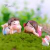 2Pcs Cute Lovers Boy Girl Lying On Front Miniature Garden Bonsai Dollhouse Decor