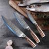 Japanese Chef's Knife Set 3 Pieces Damascus Steel Pattern Kitchen Knives Set Meat Cleaver