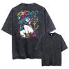 Gothic Oversized T Shirts Washed Retro Tees Print T Shirts for Men Women Loose Casual Short-sleeve Shirt Unisex