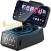 3 In 1 Wireless Stand Speaker with Loud Alarm Clock Cell Phone Stand TF Card Reader 12H Display Mic HD Surround Sound Cell Phone & Tablet