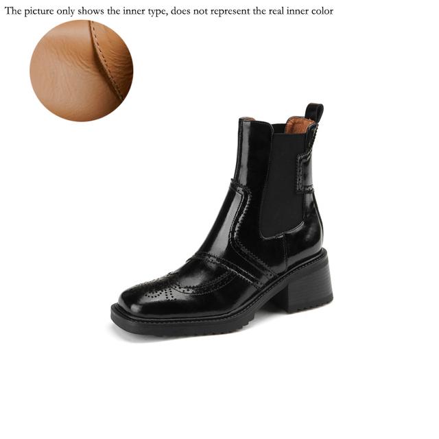 Fashion Winter Women Shoes Chelsea Women Boots Round Toe Chunky Heel Boots Platform Boots Retro Bullock Ankle Boots