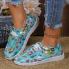 Casual Single Shoes Women's Autumn Christmas Printed Canvas Shoes Lace-up Casual Women's Shoes