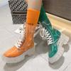 Fashion Women Pu Transparent Platform Boots Waterproof Ankle Boots Feminine Clear Thick Bottom Rainboots Sexy Female Shoes
