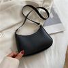 2025 New Handbag Retro Hong Kong Style Portable Shoulder Bag Underarm Bag Solid Color PU Crossbody Bag Women's Leisure Bag
