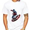T Shirt For Men Women Clothes Short Sleeve Fashion 100% Cotton Tops Miniso Captain America Couple Combination