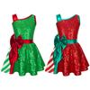 Girls Christmas Shiny Sequin Sleeveless Dress Ballet Dance Leotard Dress Christmas Party Performance Costume