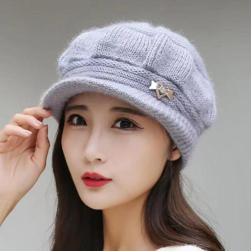 Keep Warm Knitted Hat Windproof Pumpkin Beret Hat Fashion Winter Hat Beanies  Middle Aged