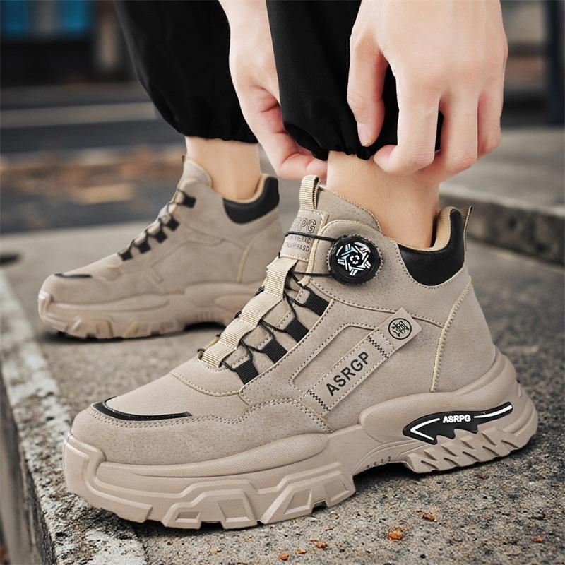 Men’s Black Deserts Shoes Casual Hiking Boots Grey Outdoor Sport Boots Plus Size High Top Sneakers
